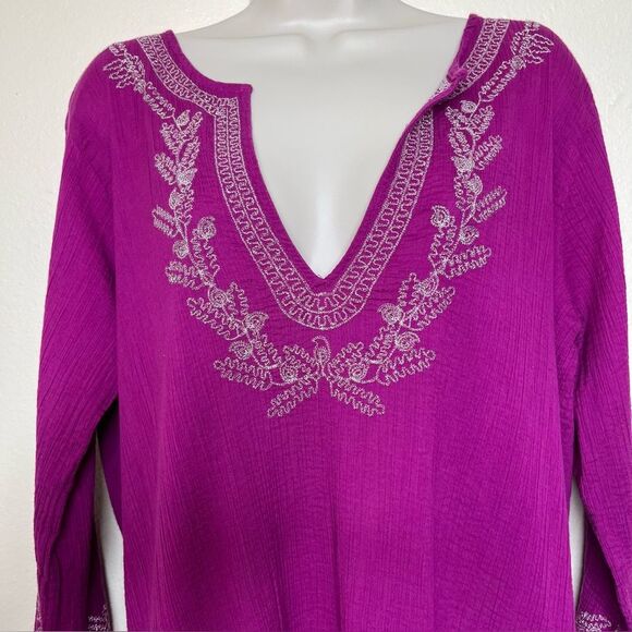 Old Navy Metallic Embroidered Beach Swim Cover Up Tunic Dress Pink Women Large - Picture 3 of 13